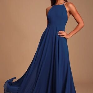 Lulus Mythical Kind of Love Navy Blue Maxi Dress, size: M